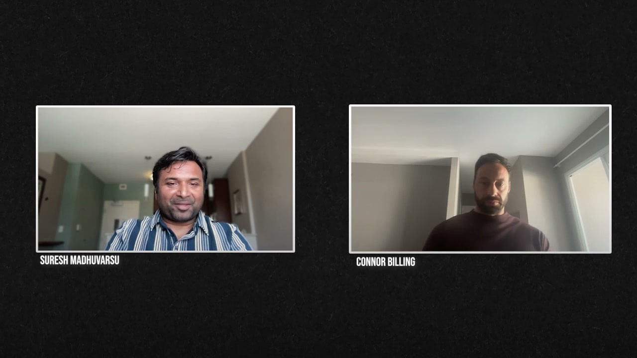 Host Suresh Madhuvarsu and Connor Billing side by side during episode 3 of Revenue Under Pressure